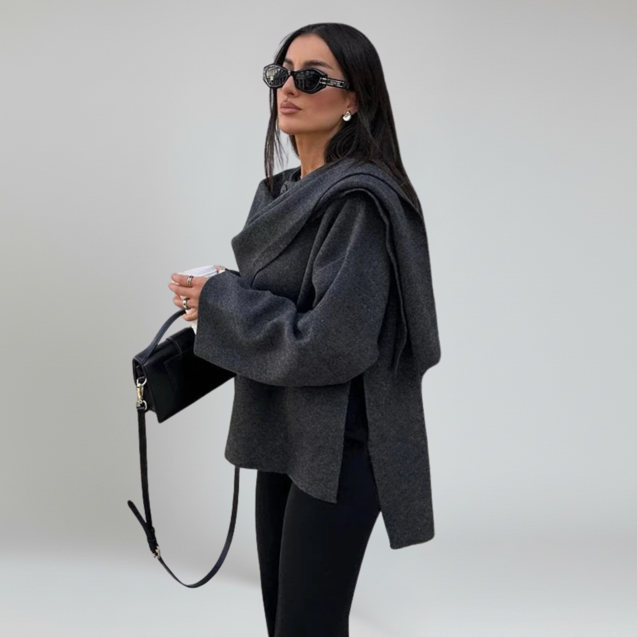 Abrigo de invierno – Tejido de felpa – Estilo chic de entretiempo