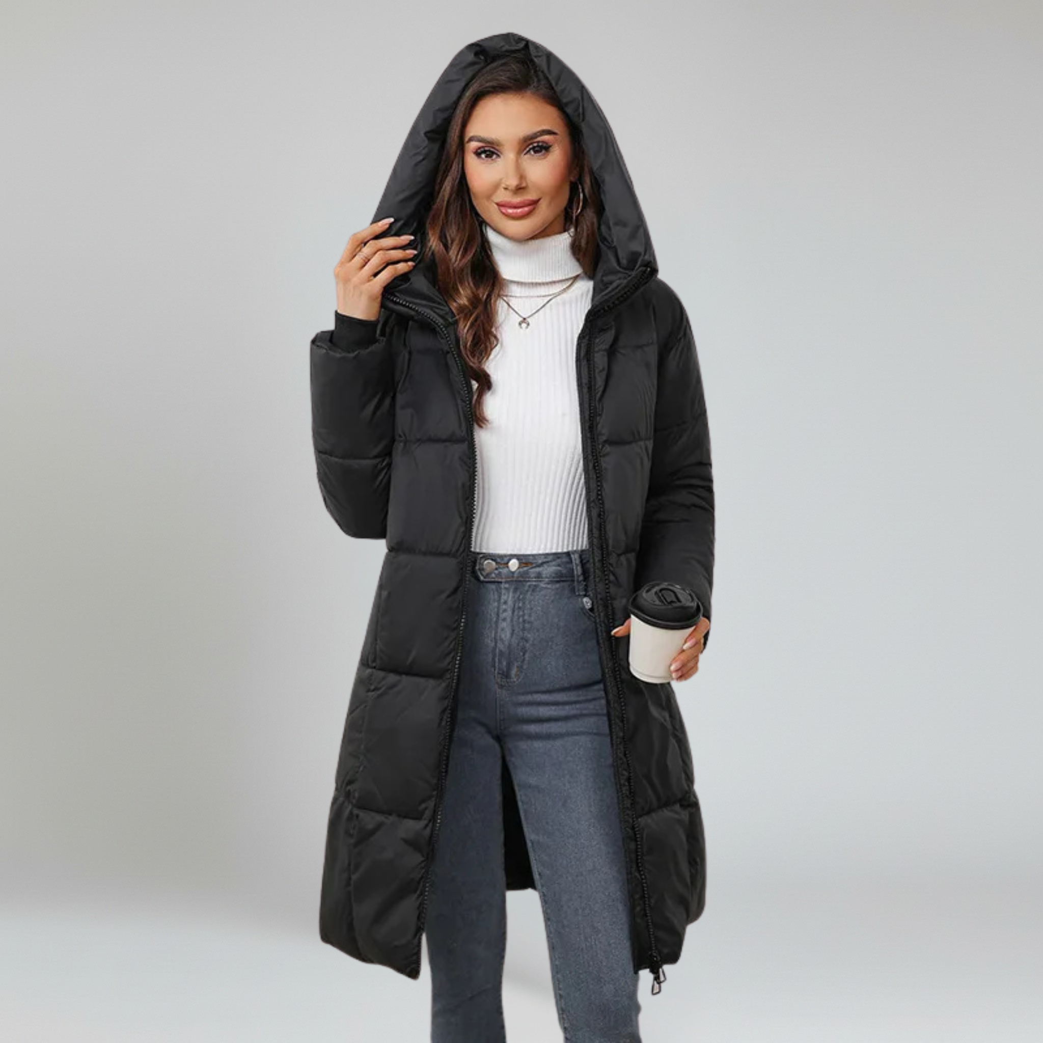 Abrigo largo de plumas – Aislamiento grueso – Estilo informal de invierno 2