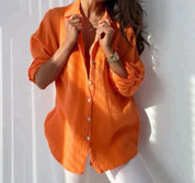 Blusa abotonada – Naranja brillante – Estilo casual de verano 0