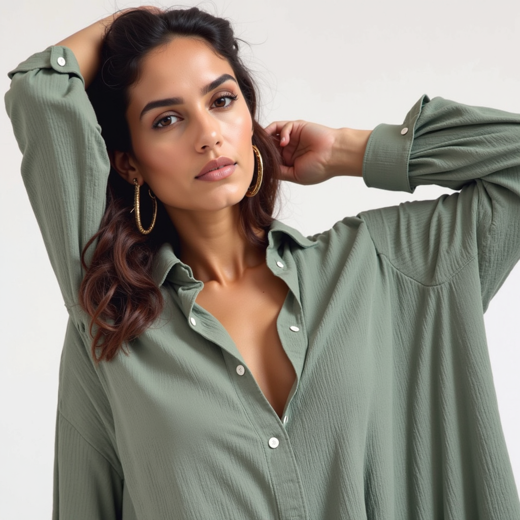 Blusa abotonada – Naranja brillante – Estilo casual de verano 1