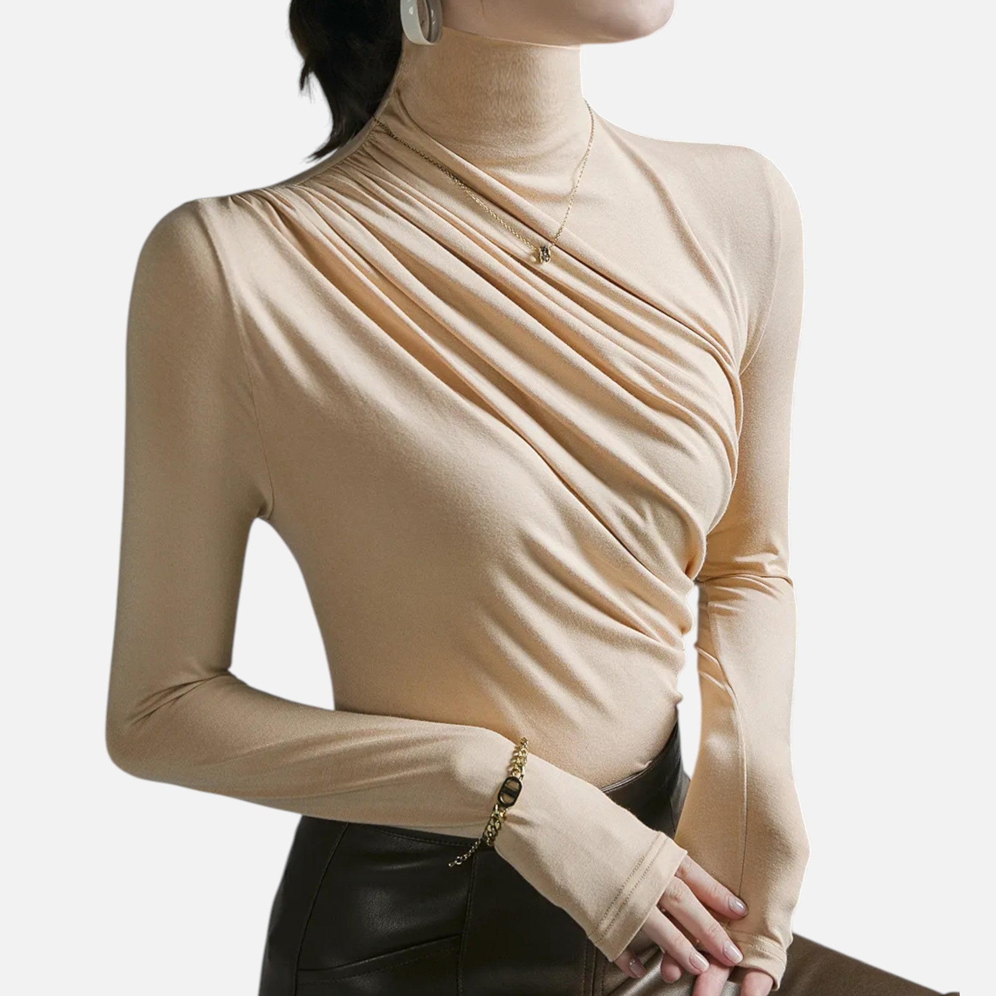 Blusa de cuello alto con detalle fruncido: estilo elegante para ir a la oficina o a la cena. 12