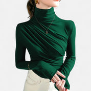 Blusa de cuello alto con detalle fruncido: estilo elegante para ir a la oficina o a la cena. 4