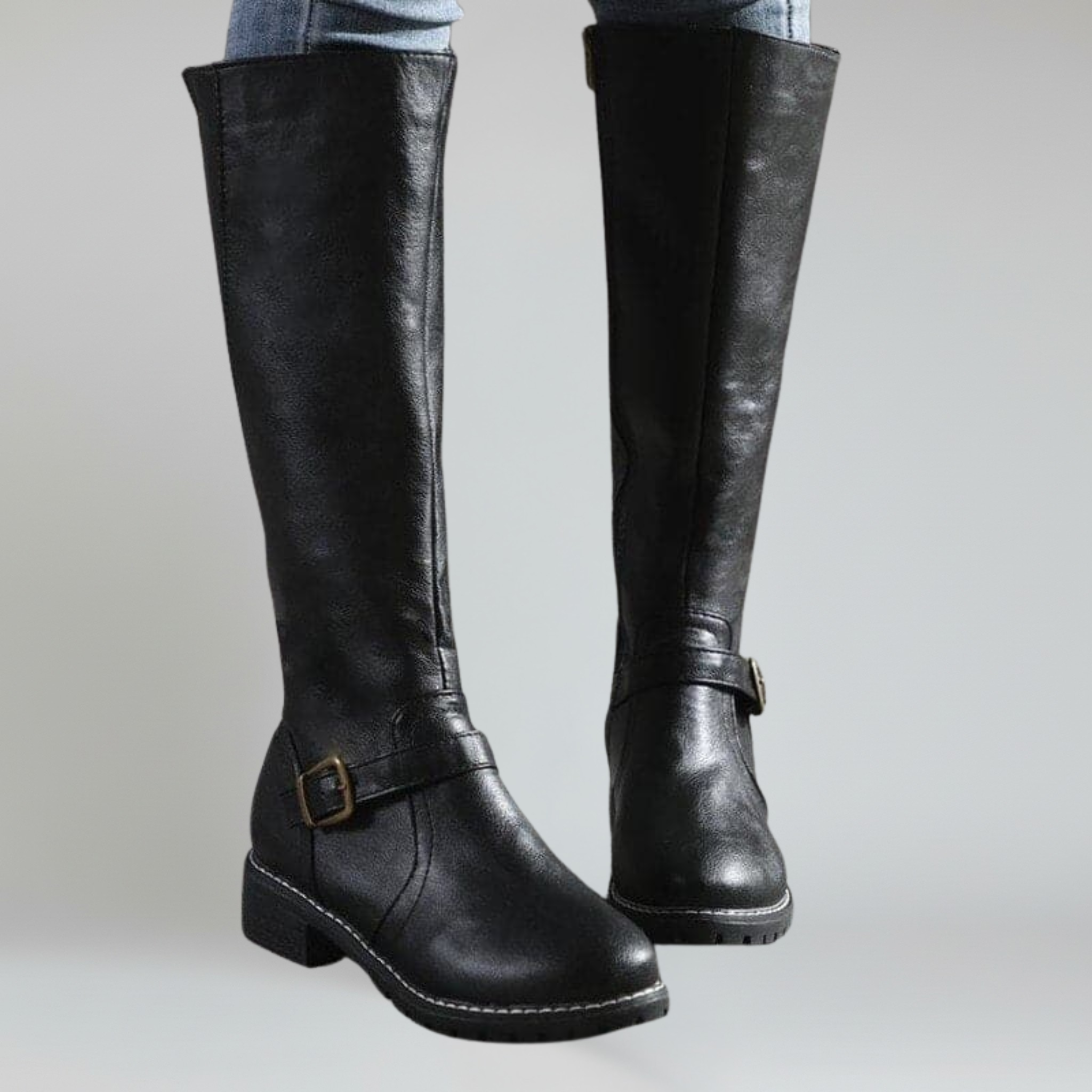 Botas clásicas hasta la rodilla con hebilla para mujer 3