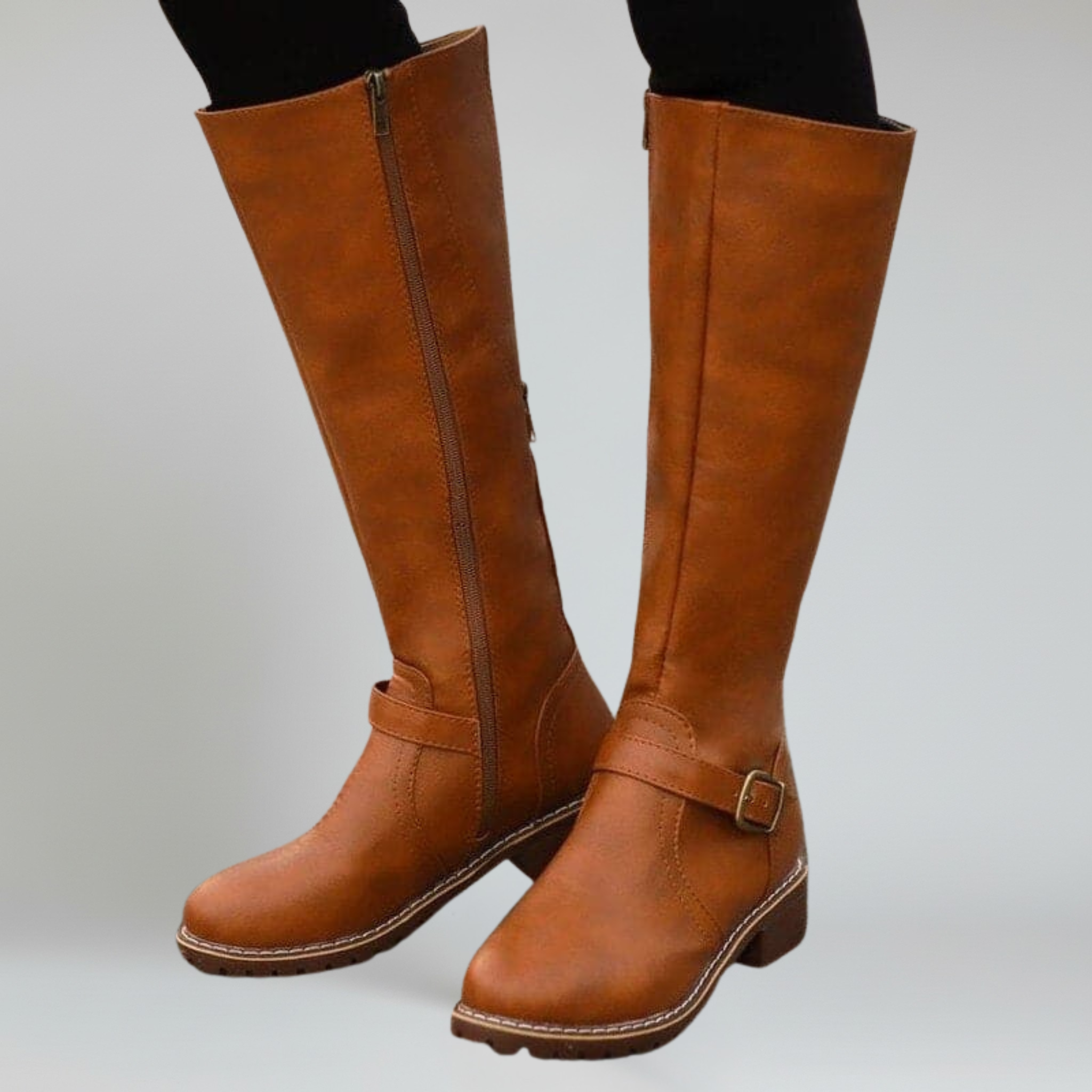 Botas clásicas hasta la rodilla con hebilla para mujer 4