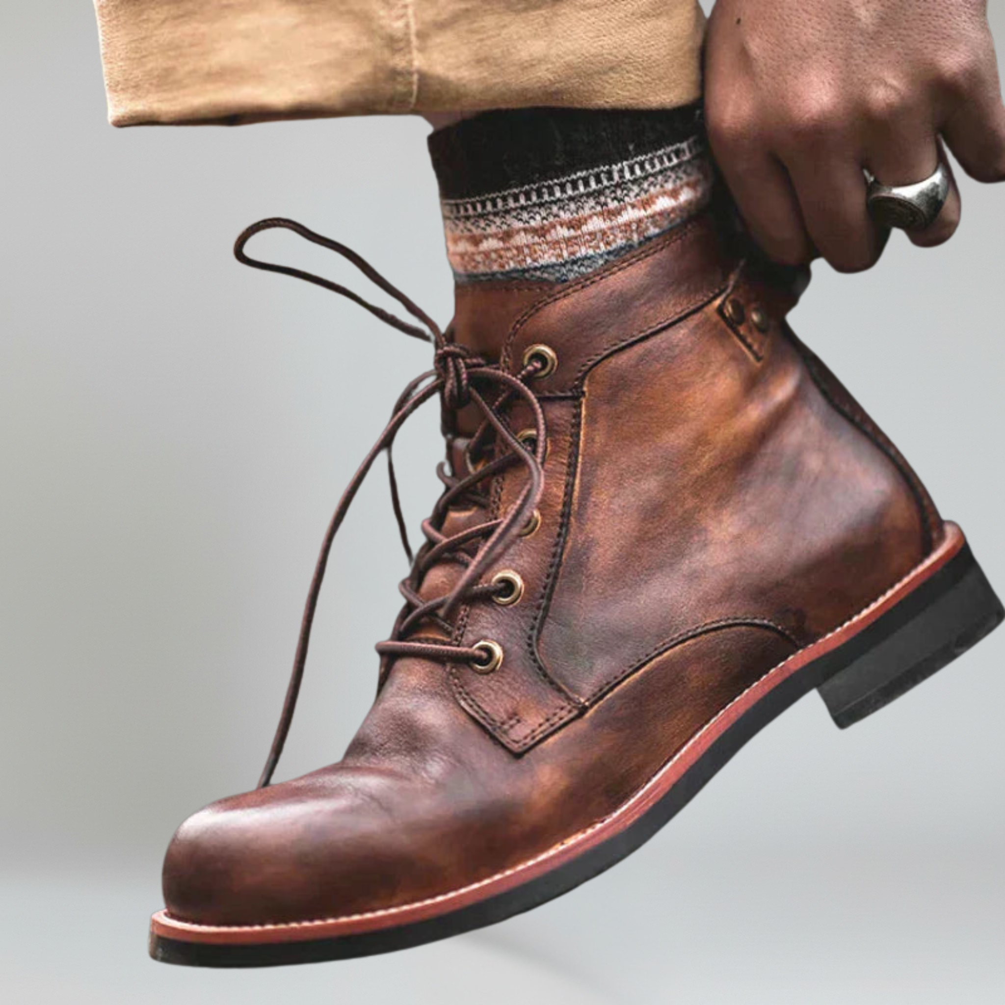Botas de hombre – Punta redonda retro – Estilo versátil para el día a día 7