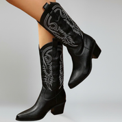 Botas de tacón de bloque vintage elegantes para mujer 0