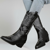 Botas de tacón de bloque vintage elegantes para mujer 1