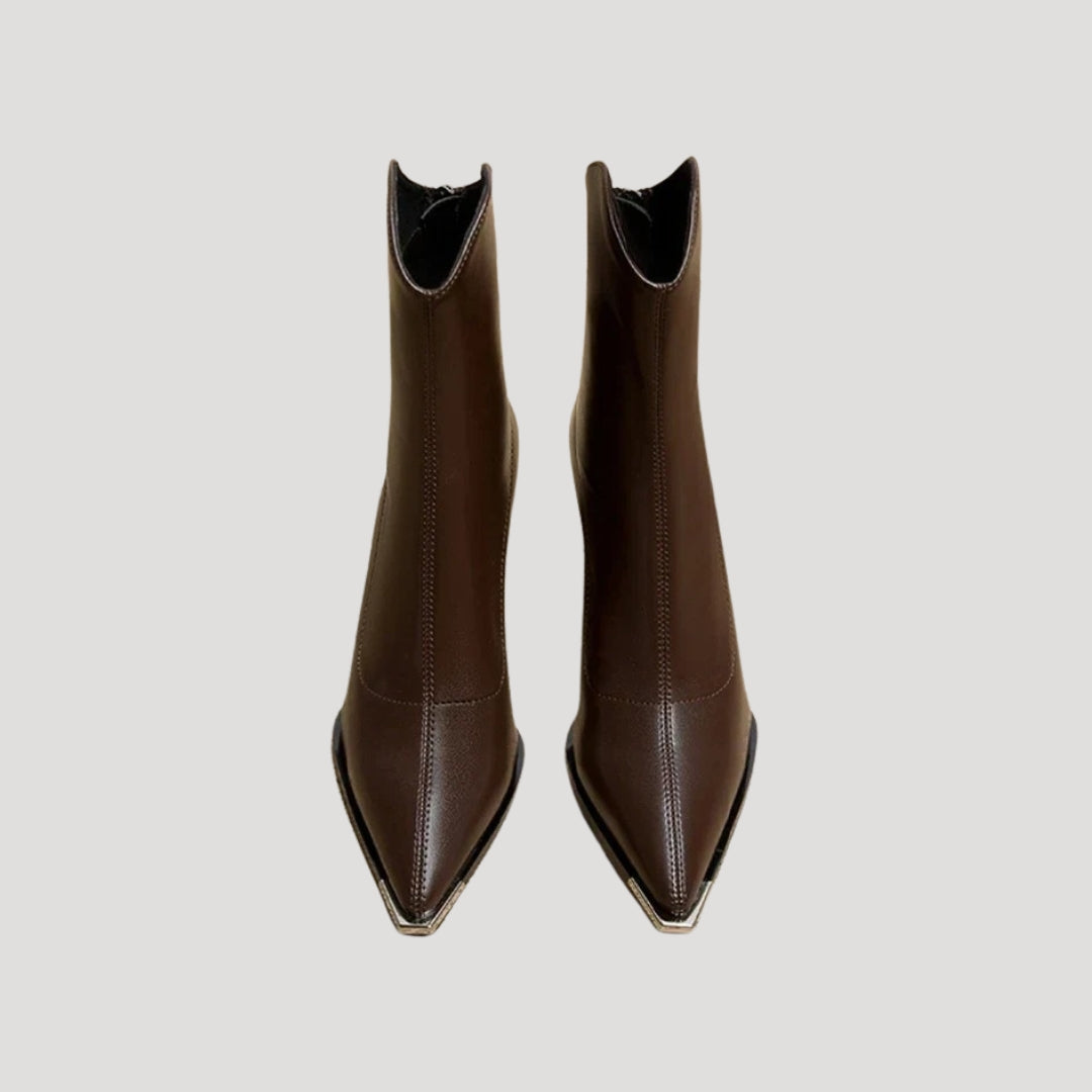 Botines de piel elegante con tacón de bloque para el día y la noche 2