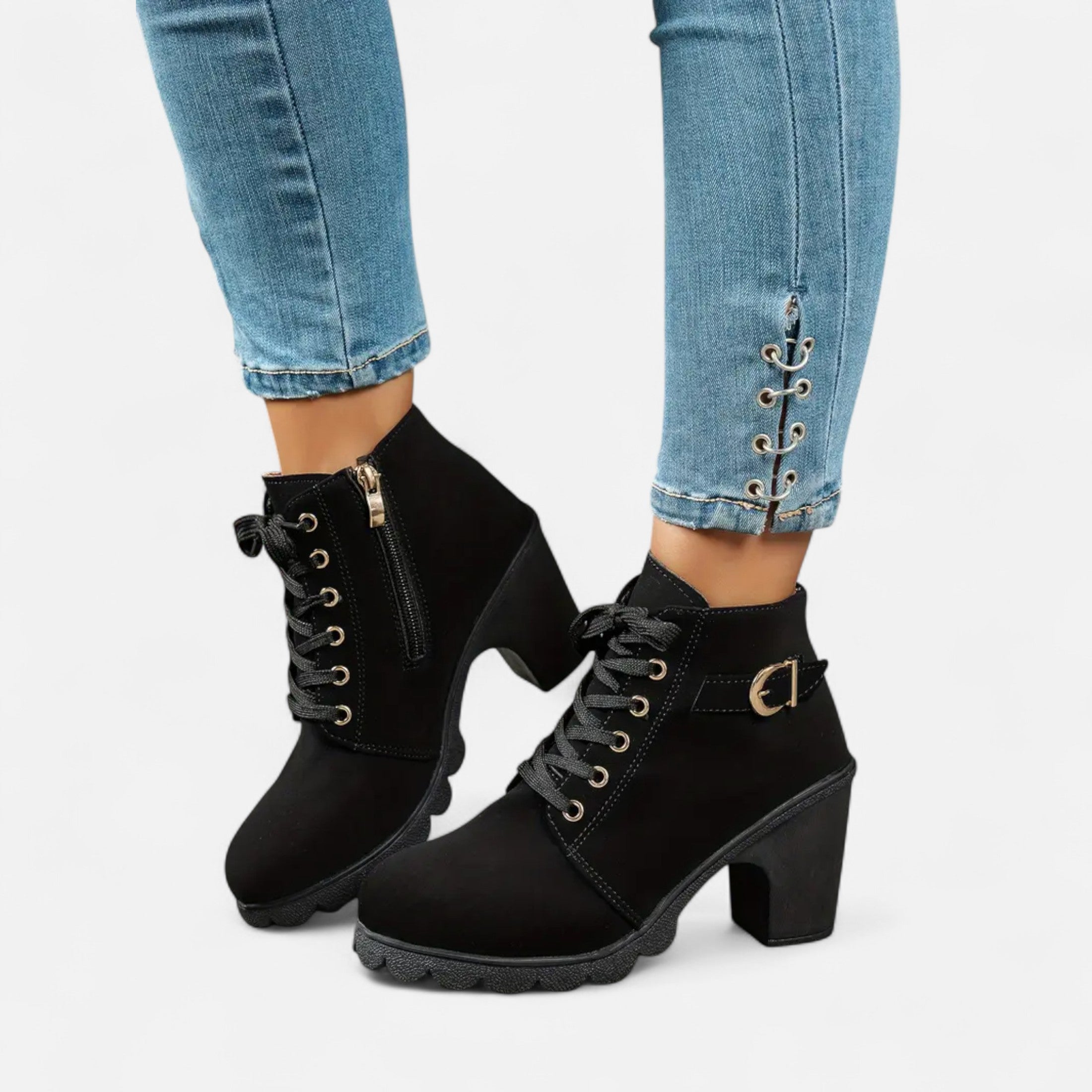 Botines de tacón cuadrado: estilo urbano chic para mujer 10