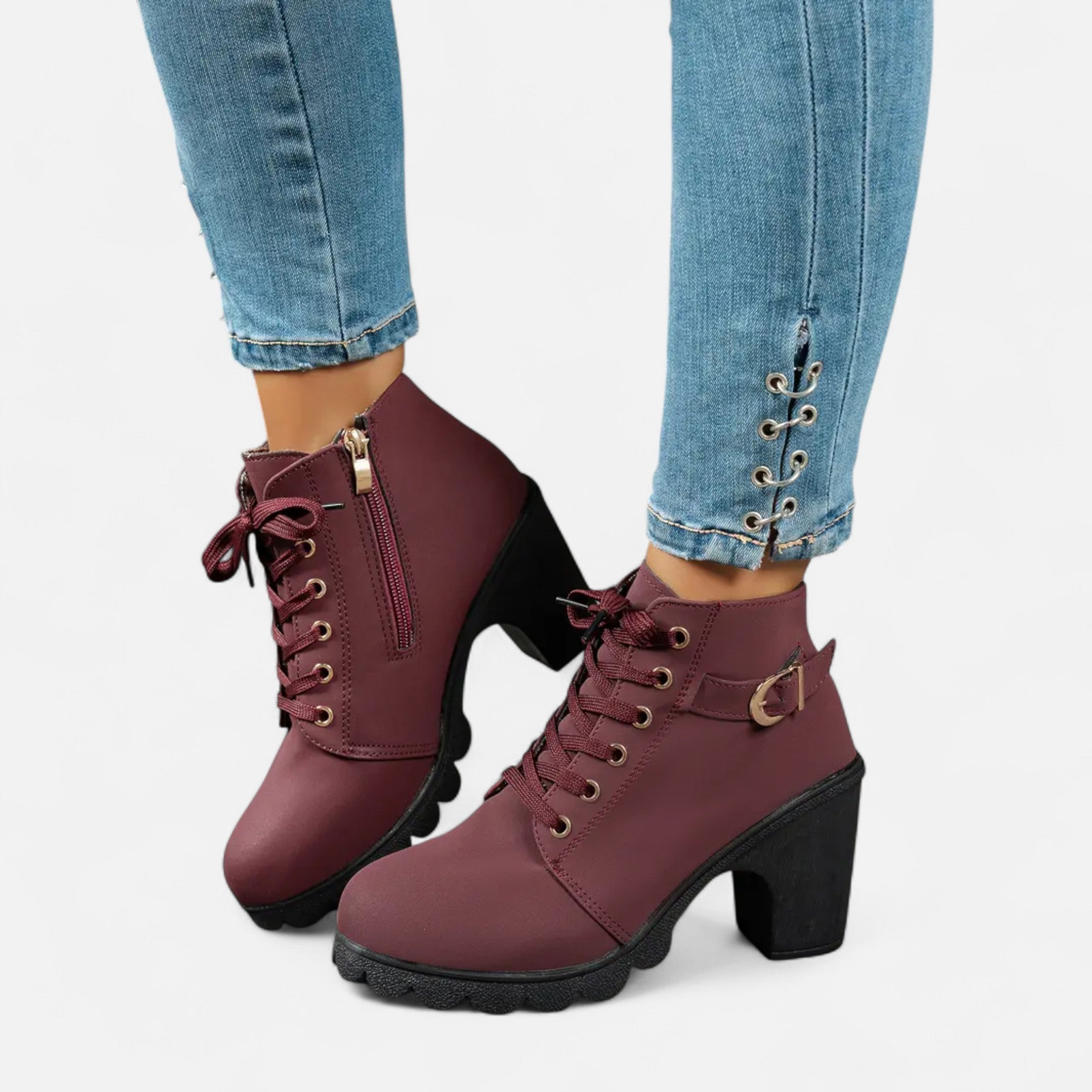 Botines de tacón cuadrado: estilo urbano chic para mujer 5