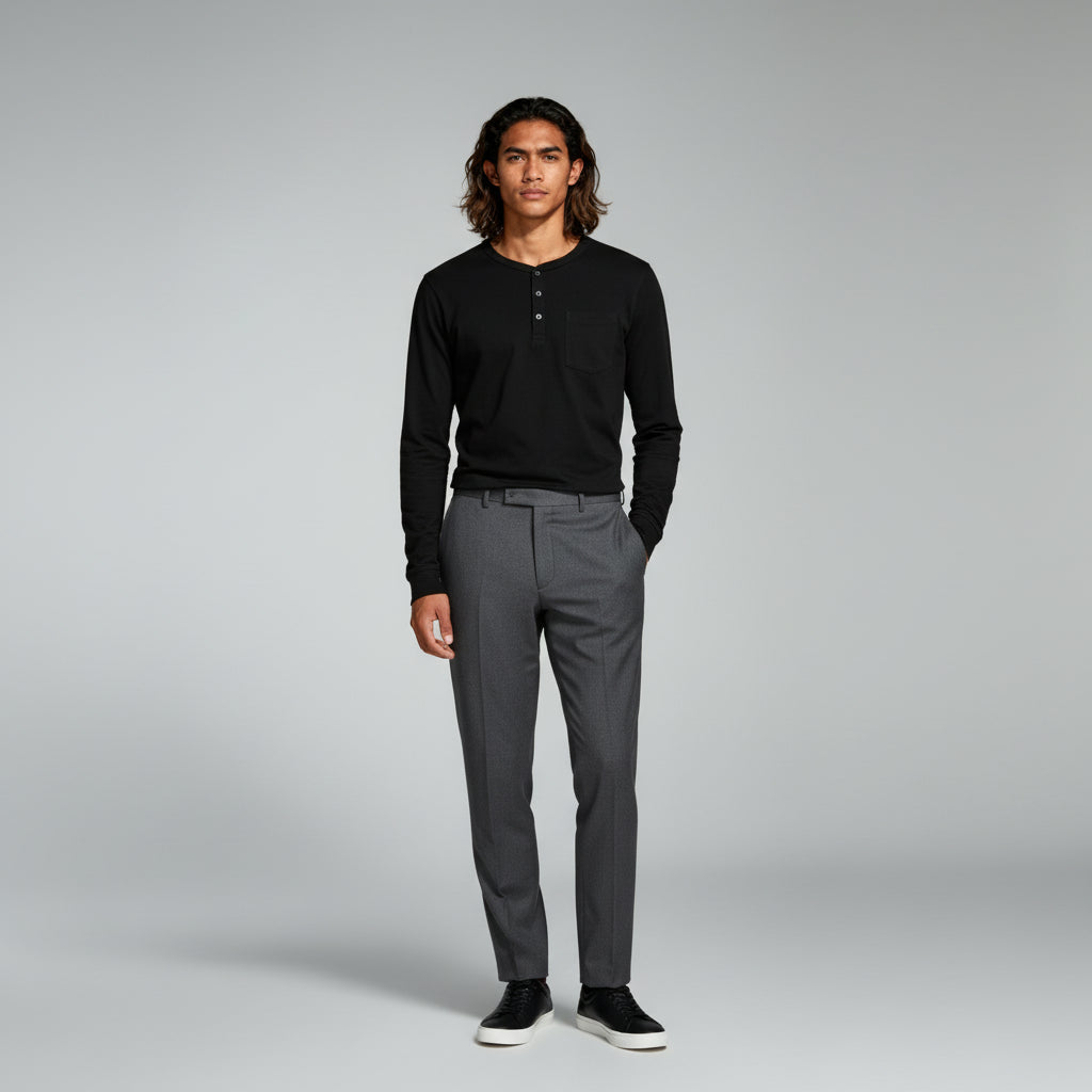 Camisa Henley de manga larga – Corte ajustado – Estilo casual versátil 1