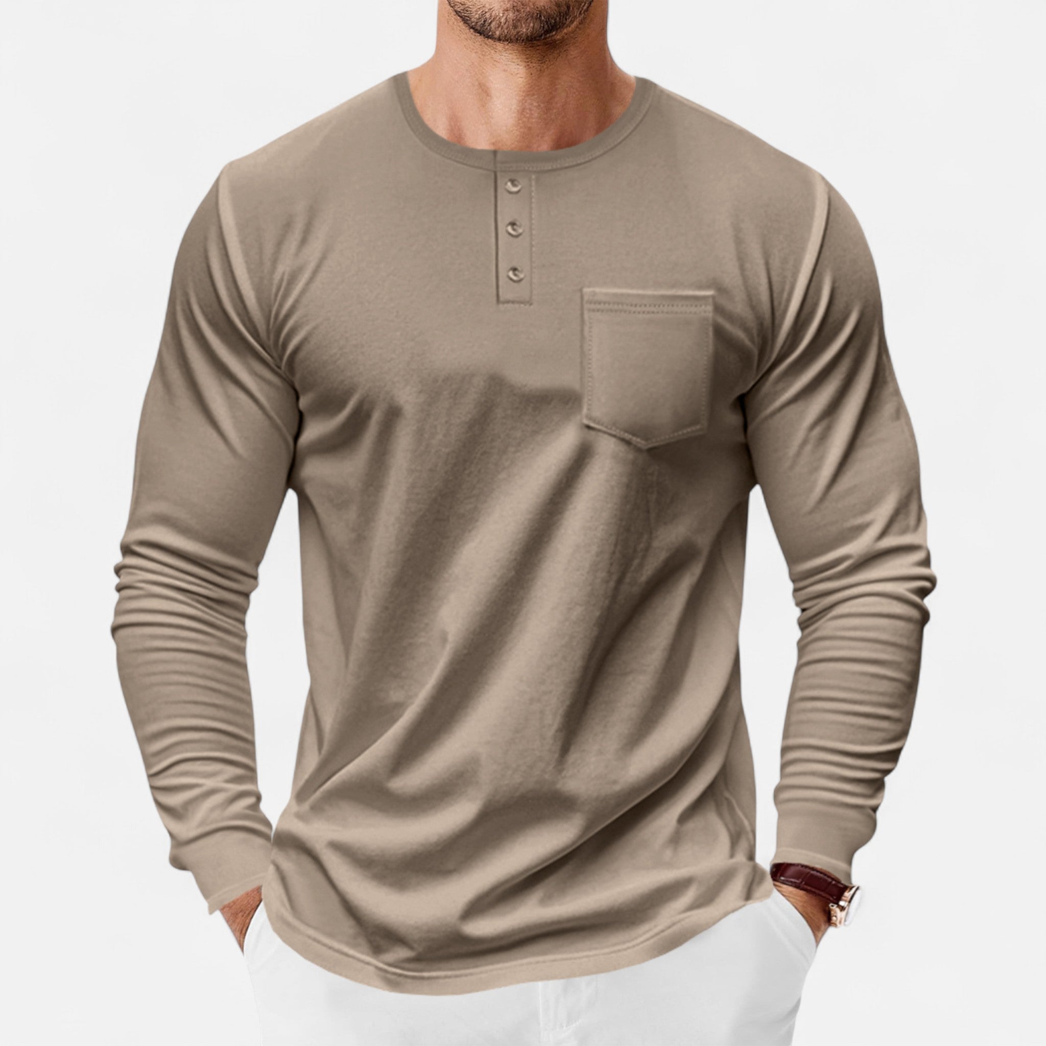 Camisa Henley de manga larga – Corte ajustado – Estilo casual versátil 10
