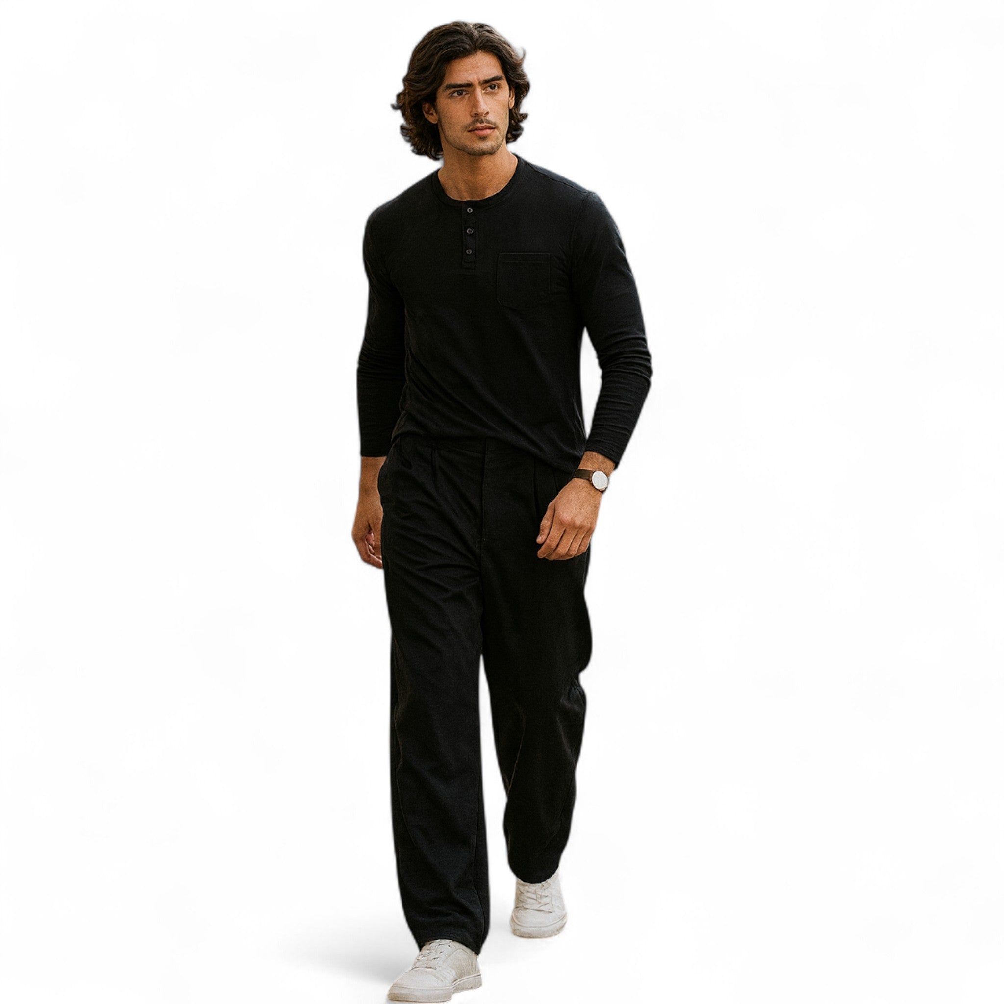 Camisa Henley de manga larga – Corte ajustado – Estilo casual versátil 3