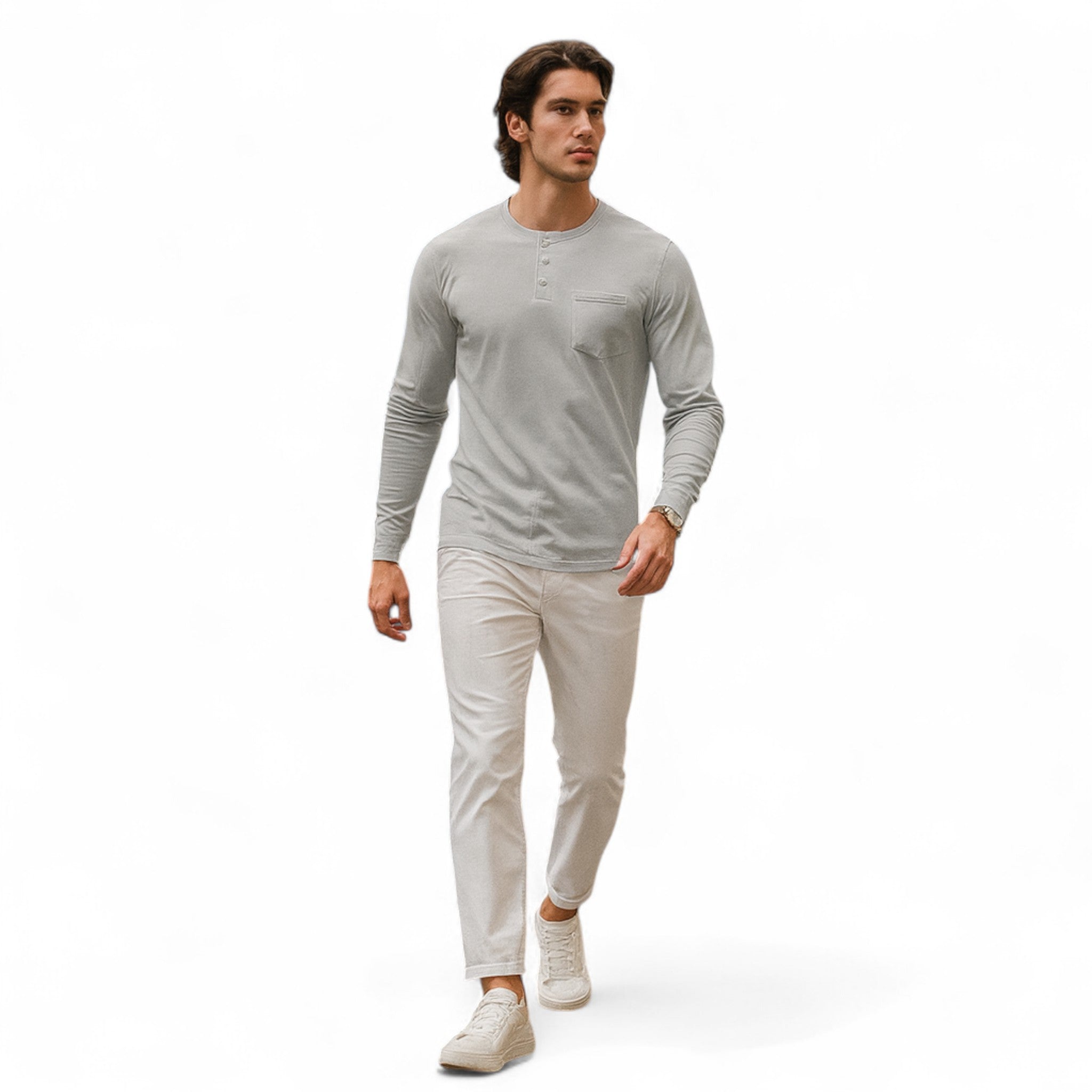 Camisa Henley de manga larga – Corte ajustado – Estilo casual versátil 4