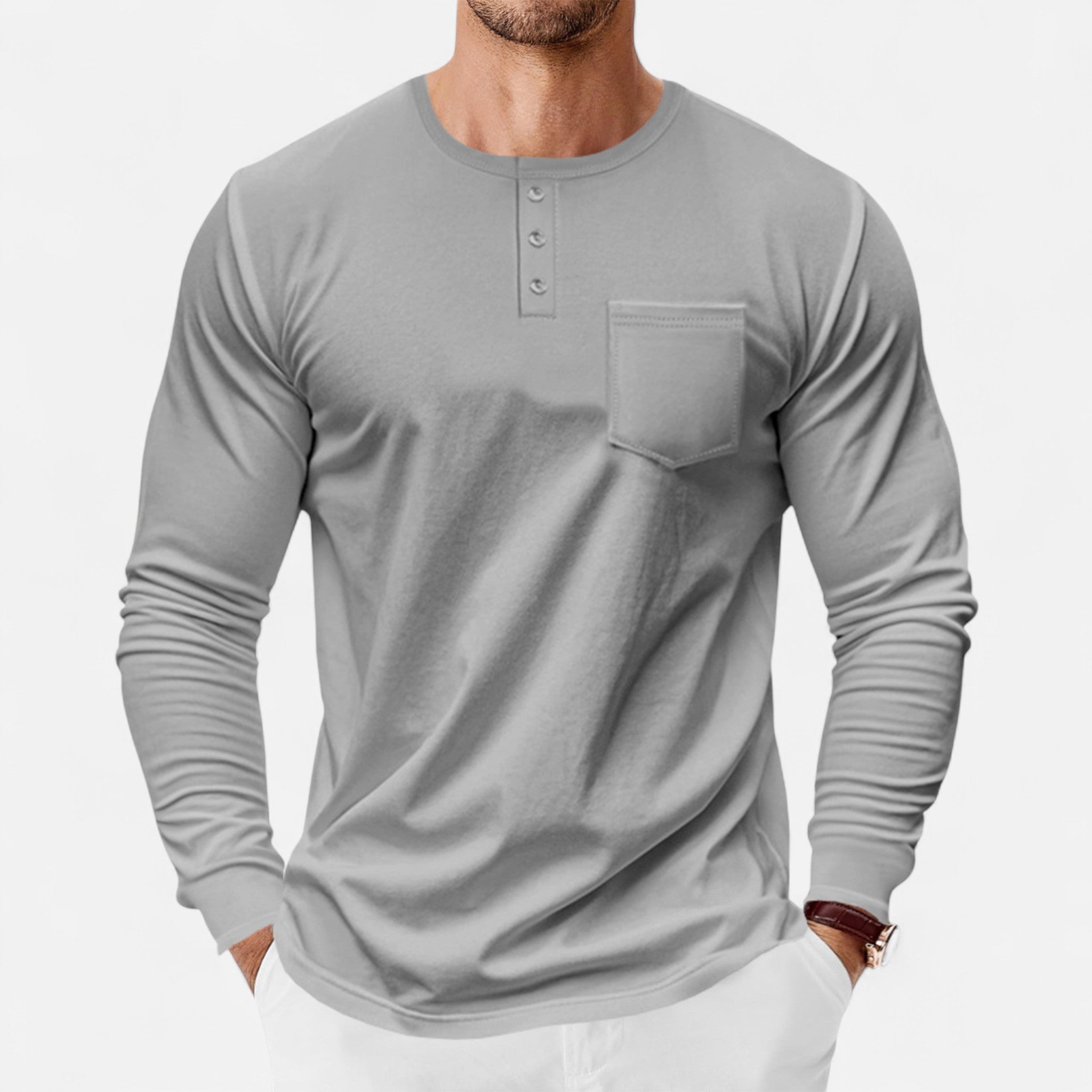 Camisa Henley de manga larga – Corte ajustado – Estilo casual versátil 5