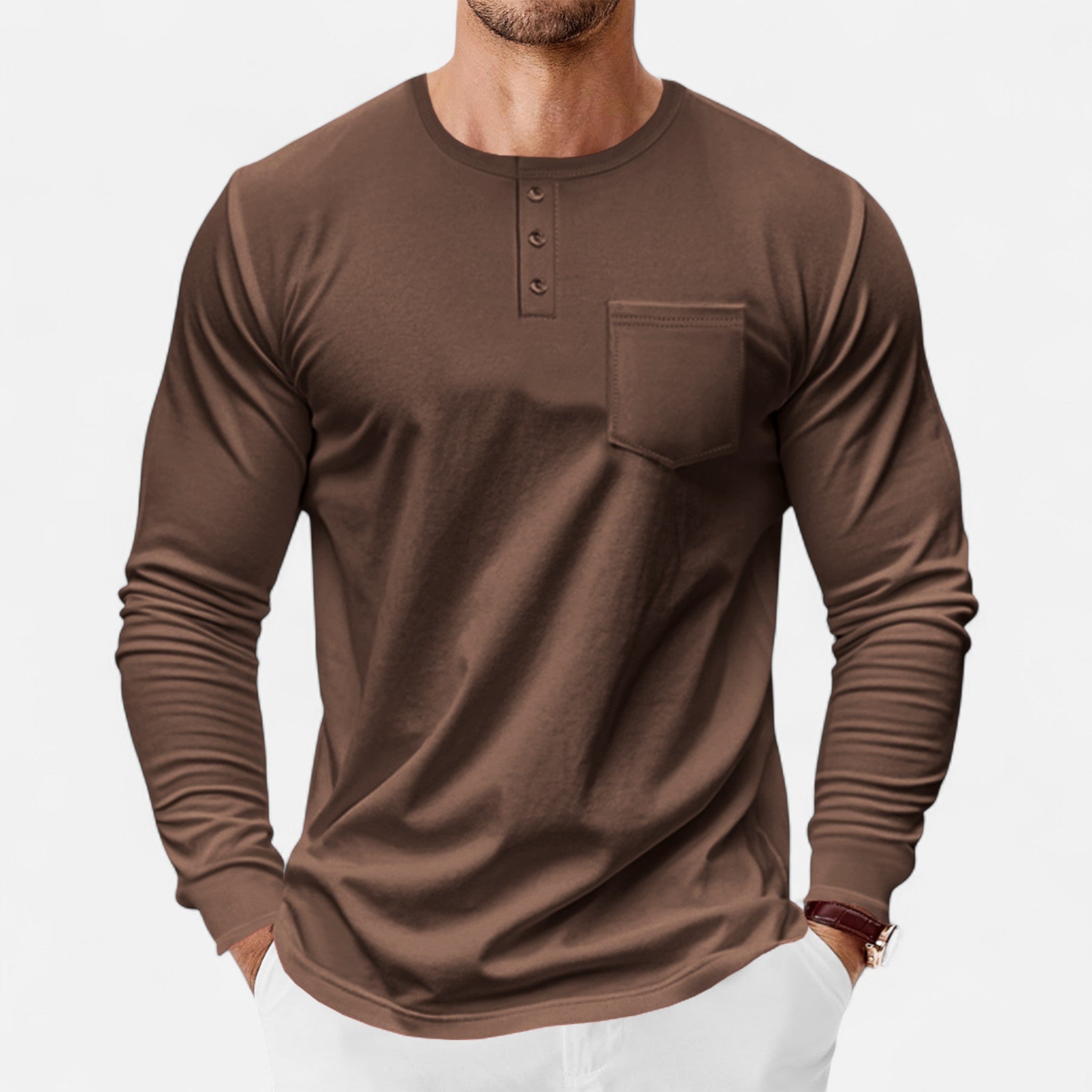 Camisa Henley de manga larga – Corte ajustado – Estilo casual versátil 7