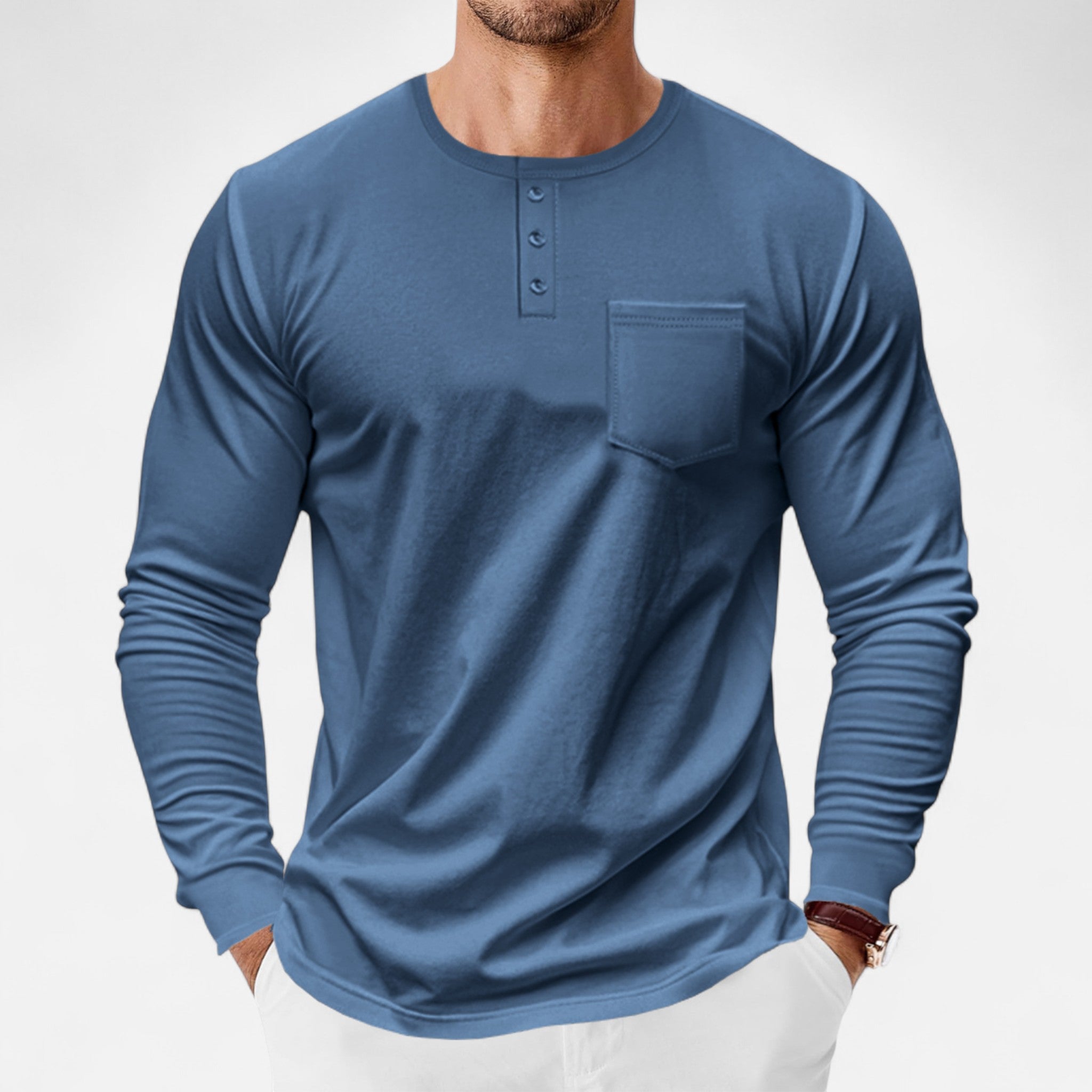 Camisa Henley de manga larga – Corte ajustado – Estilo casual versátil 8