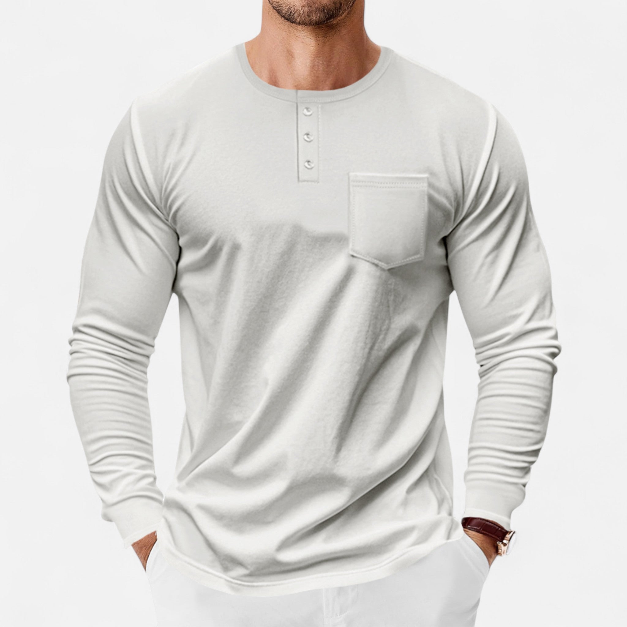 Camisa Henley de manga larga – Corte ajustado – Estilo casual versátil 9