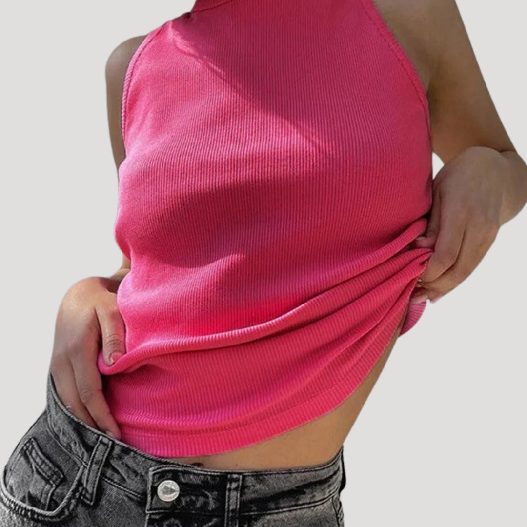 Camiseta de tirantes acanalada – Punto sin mangas – Estilo casual diario 4