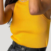 Camiseta de tirantes acanalada – Punto sin mangas – Estilo casual diario 5