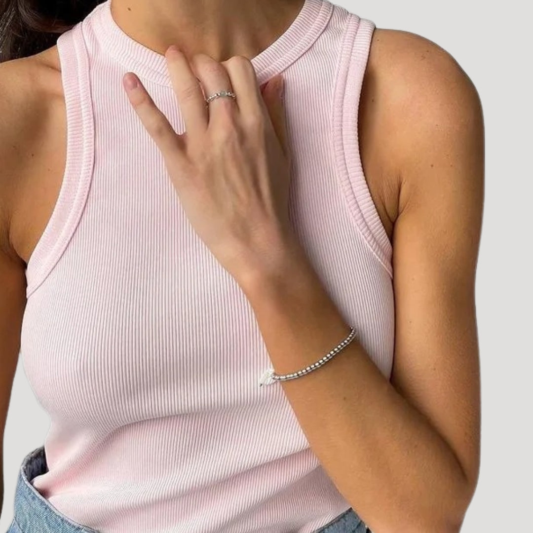 Camiseta de tirantes acanalada – Punto sin mangas – Estilo casual diario 7