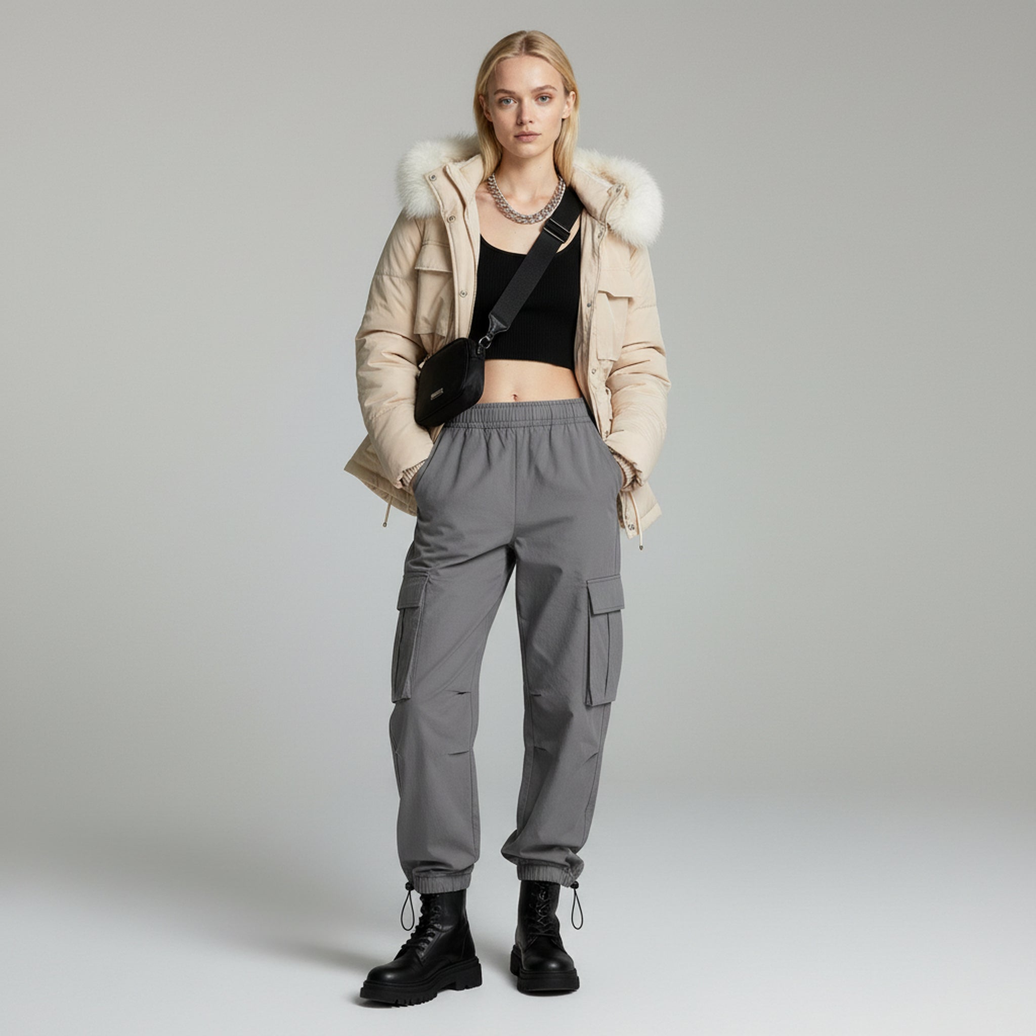 Chaqueta acolchada con capucha: estilo informal de invierno para mujer 1