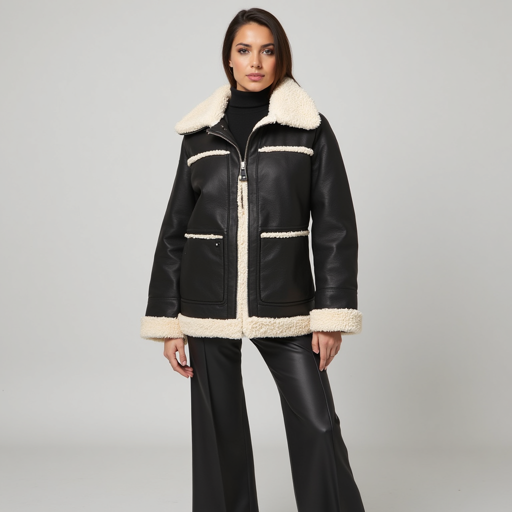 Chaqueta con forro de piel de oveja – Estilo urbano de invierno 1