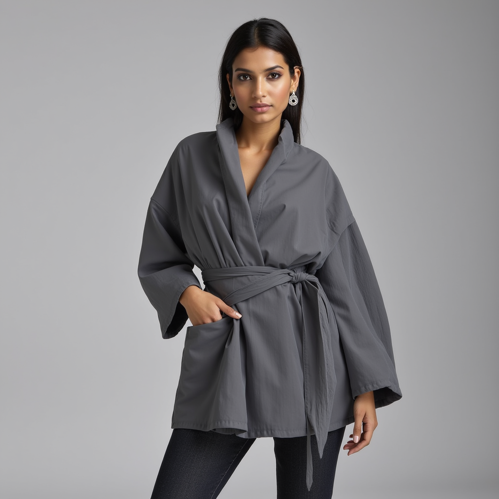 Chaqueta cruzada con lazo en la cintura: estilo de capas sin esfuerzo 1