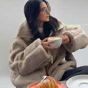 Chaqueta de felpa de peluche – Corte extragrande – Estilo invernal acogedor