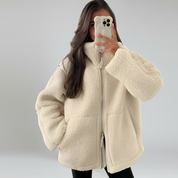 Chaqueta de felpa de peluche – Corte extragrande – Estilo invernal acogedor