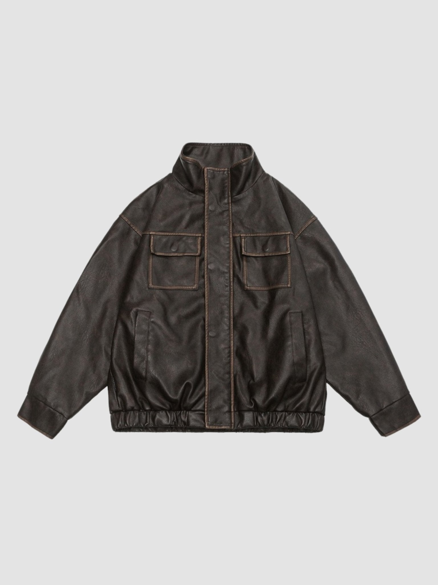 Chaqueta de piel sintética – Corte cuadrado – Estilo urbano vintage 0