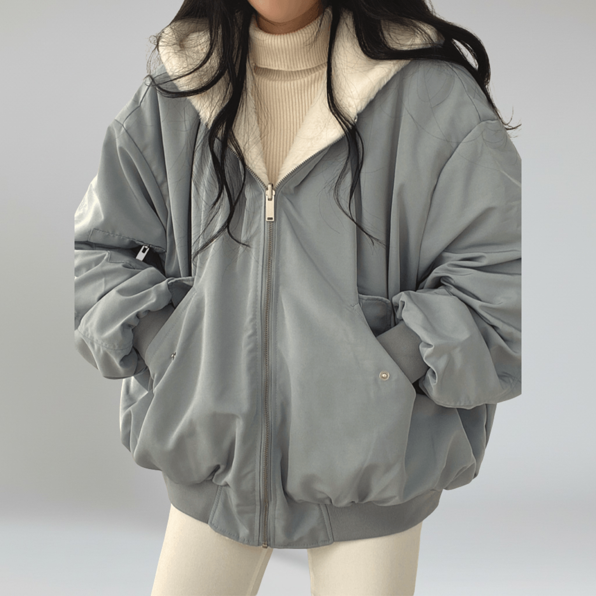 Chaqueta de piel sintética de corte extragrande: look informal y acogedor para el invierno 0