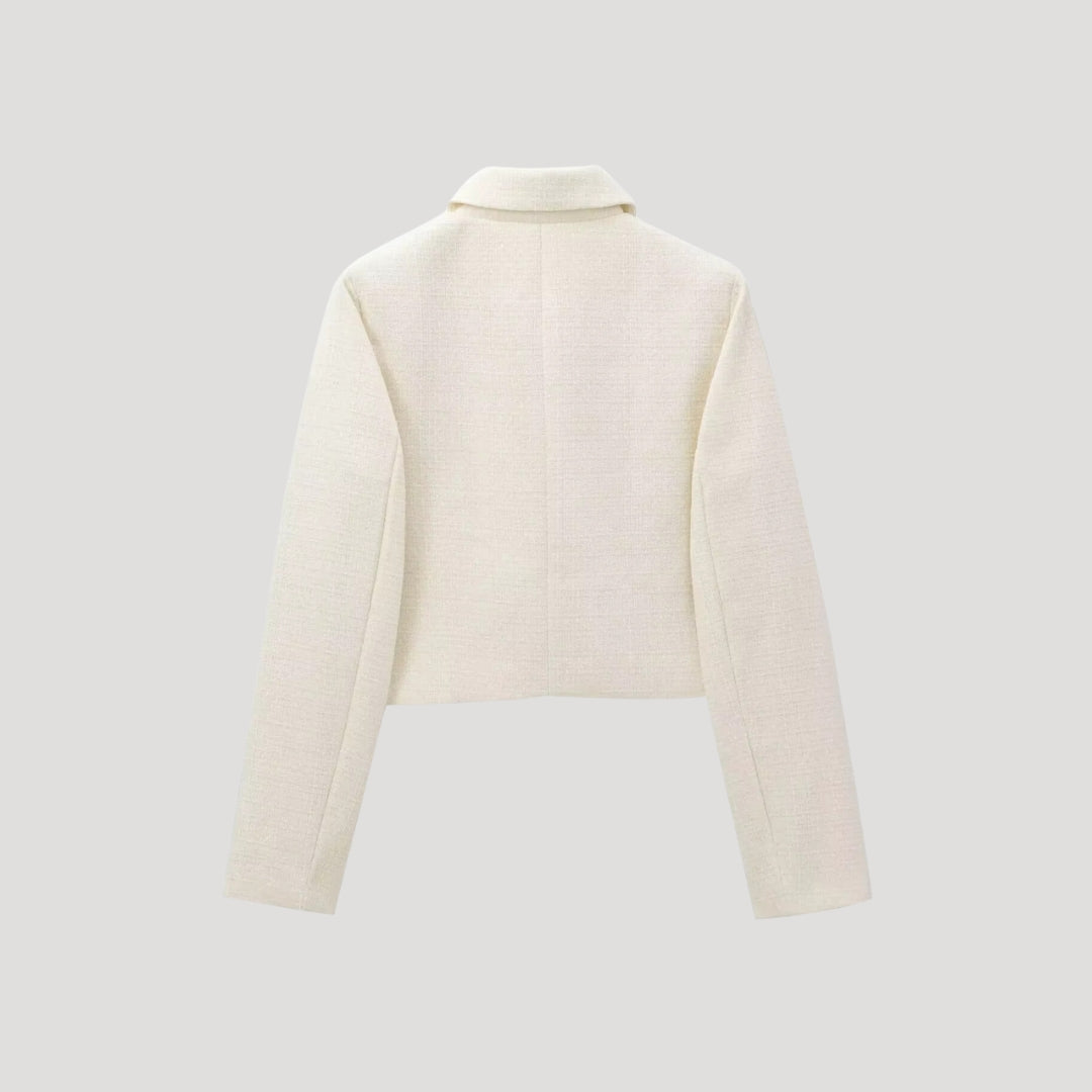 Chaqueta de tweed con lazo delantero y estilo elegante y corto 4