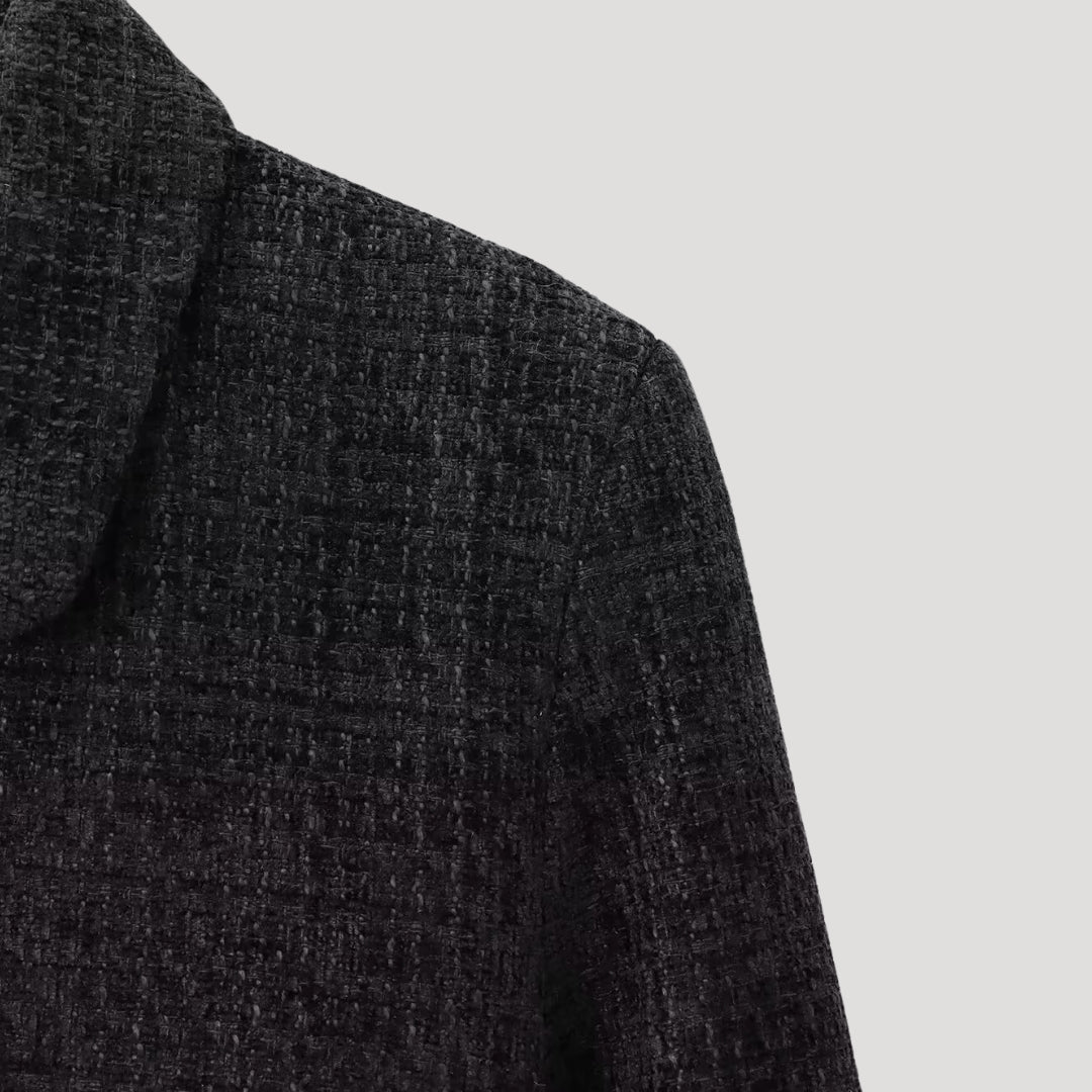 Chaqueta de tweed con lazo delantero y estilo elegante y corto 7