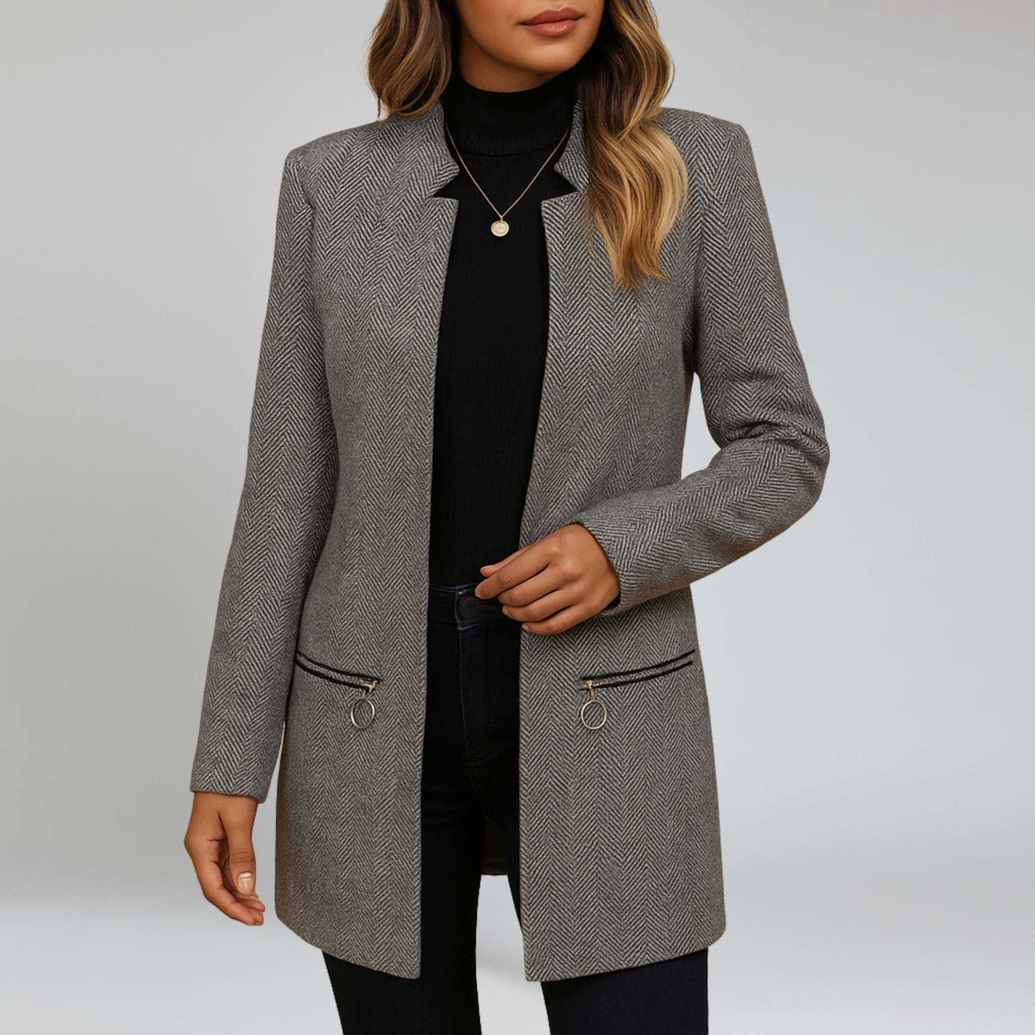 Chaqueta informal estampada de manga larga para mujer 0