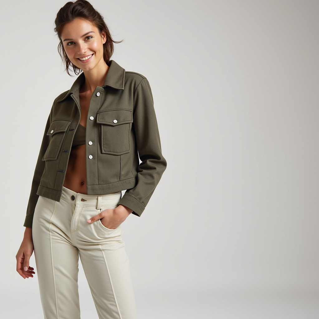 Chaqueta utilitaria corta de mezcla de lana: estilo urbano informal 2