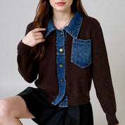 Chaqueta vaquera corta: diseño único de patchwork: prenda informal de moda 2