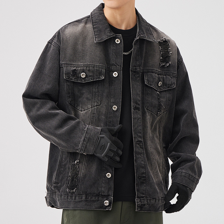 Chaqueta vaquera para hombre – Lavado vintage – Estilo urbano desgastado 3
