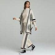 Conjunto de punto de 3 piezas – Tejido acanalado suave – Elegancia informal para estar en casa 1