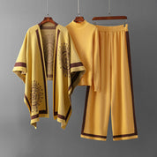 Conjunto de punto de 3 piezas – Tejido acanalado suave – Elegancia informal para estar en casa 5