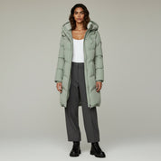 Elegante abrigo acolchado de invierno con capucha para mujer 1