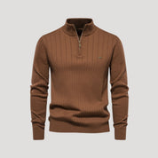 Jersey de punto para hombre – Textura acanalada – Cuello con cremallera – Estilo casual 0
