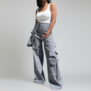 Pantalones cargo con bolsillo desmontable y cintura alta. Estilo urbano. 2