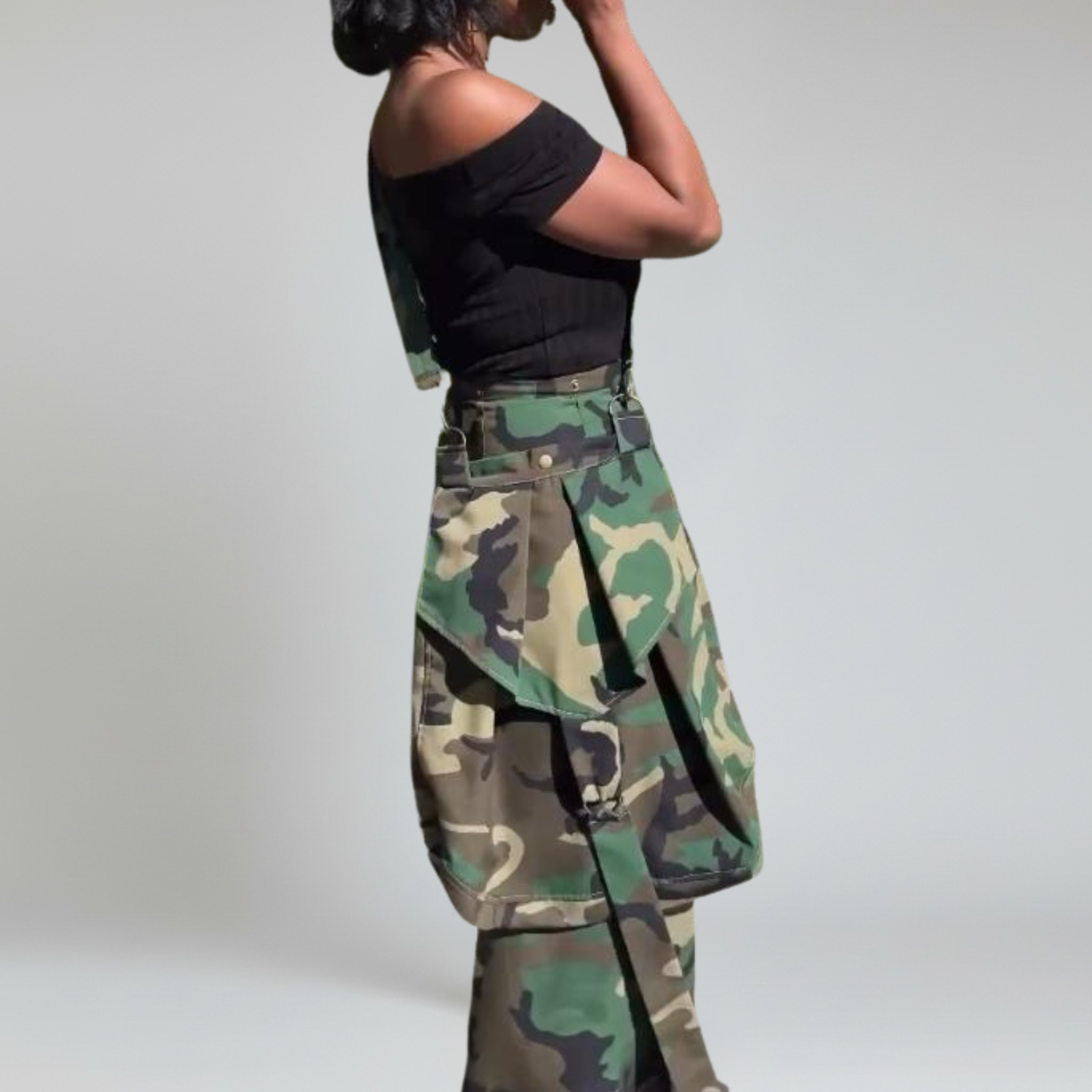 Pantalones cargo con bolsillo desmontable y cintura alta. Estilo urbano. 7