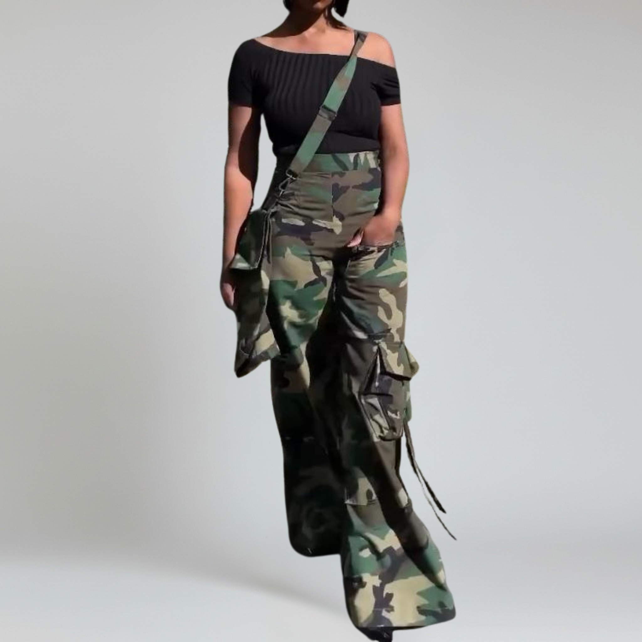 Pantalones cargo con bolsillo desmontable y cintura alta. Estilo urbano. 8