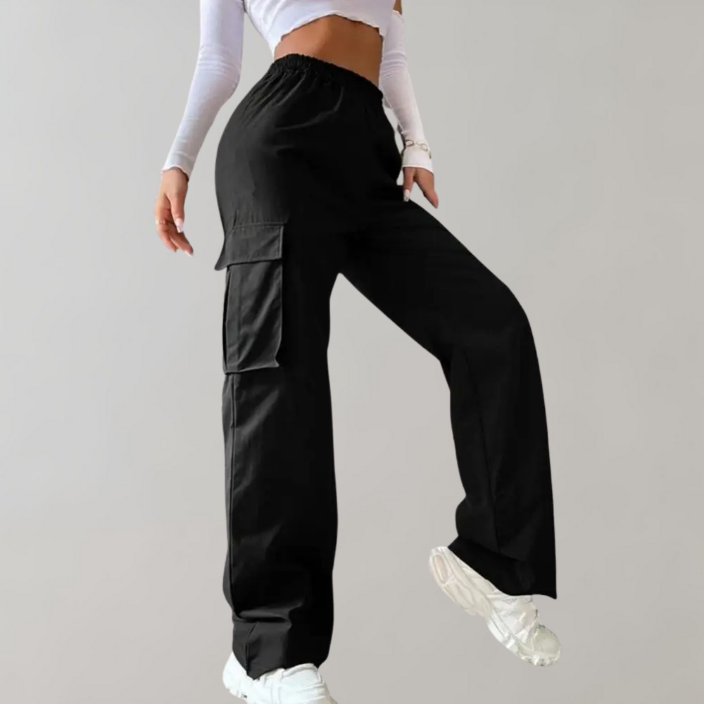 Pantalones cargo para mujer: corte holgado y cintura elástica para un estilo urbano. 0