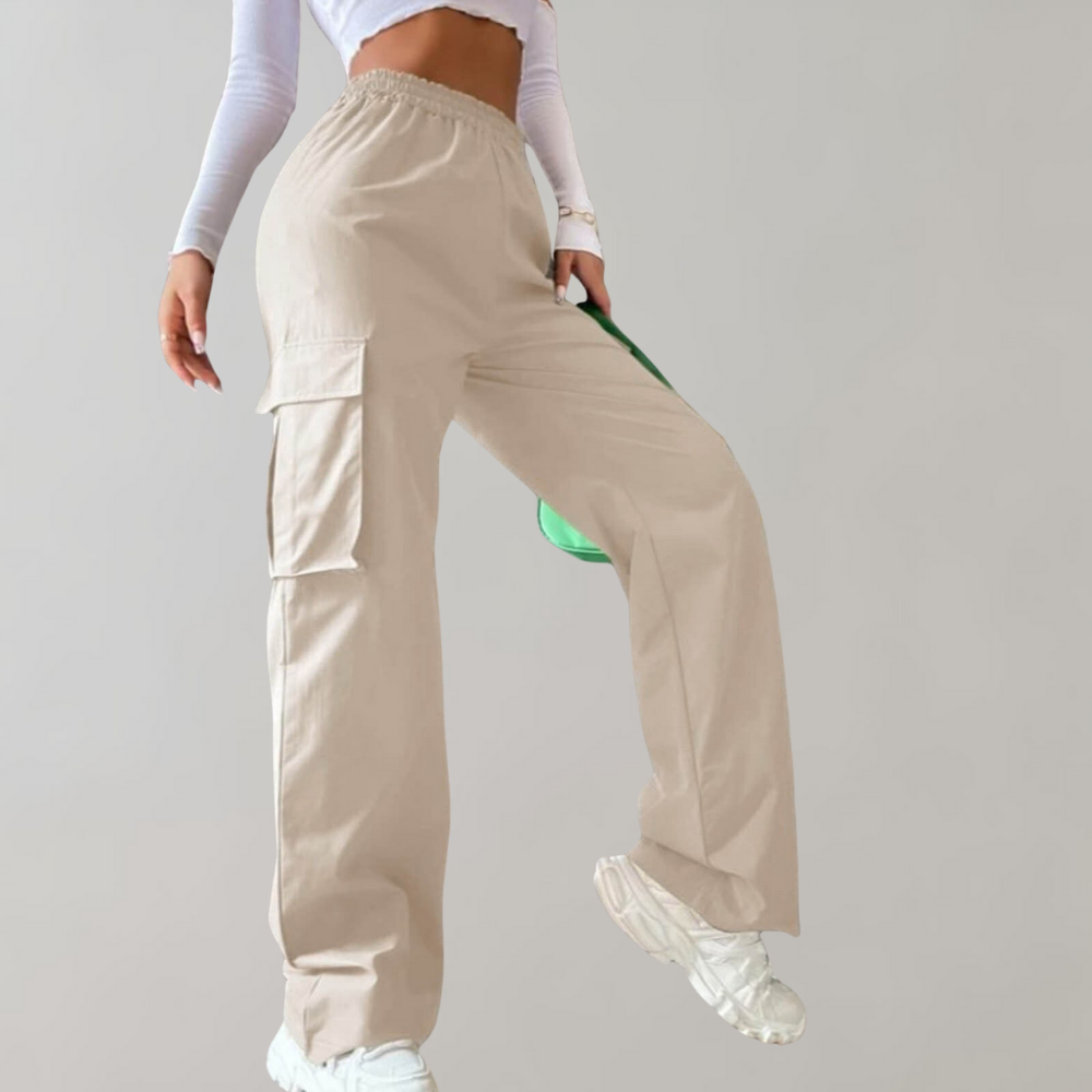 Pantalones cargo para mujer: corte holgado y cintura elástica para un estilo urbano. 4