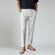 Pantalones de lino para hombre, corte entallado 0