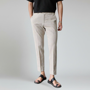 Pantalones de lino para hombre, corte entallado 2
