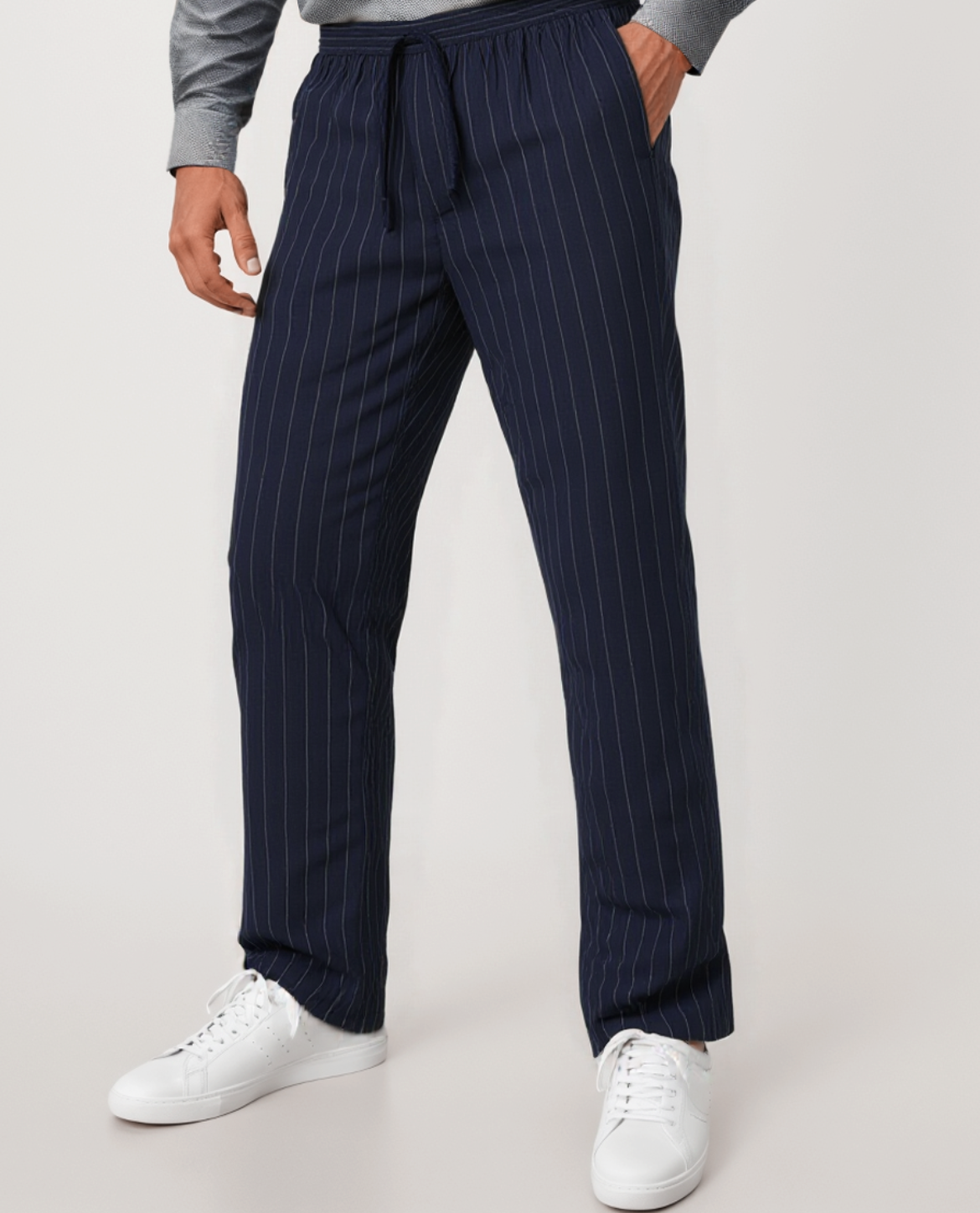 Pantalones de lino para hombre: pantalones de lino a rayas de corte relajado, ligeros y transpirables para un estilo informal de verano. 2